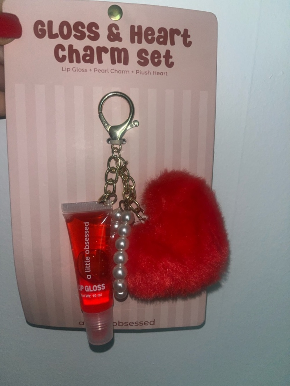 Lip gloss, and charm keychain